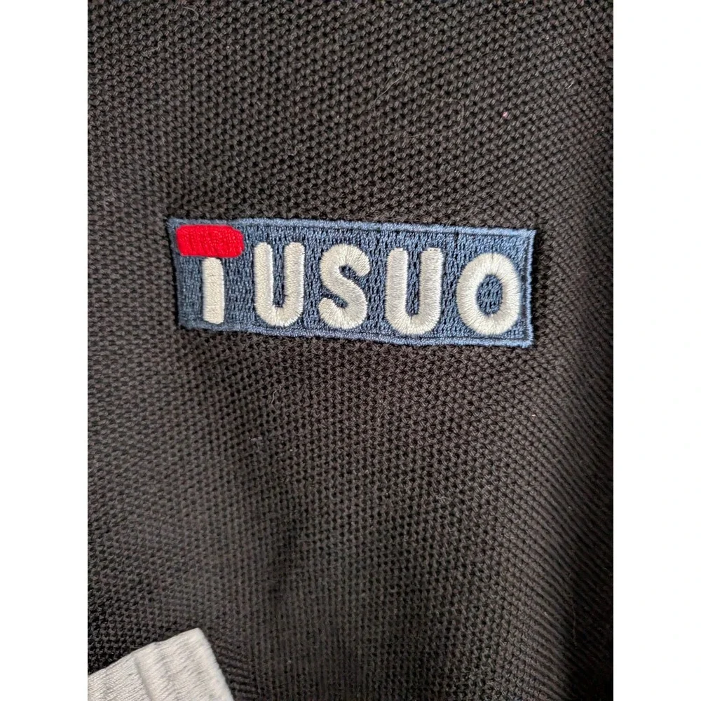 Tusuo Mens USA New York Polo Shirt Black Short Sleeve Embroidered Crest Size L